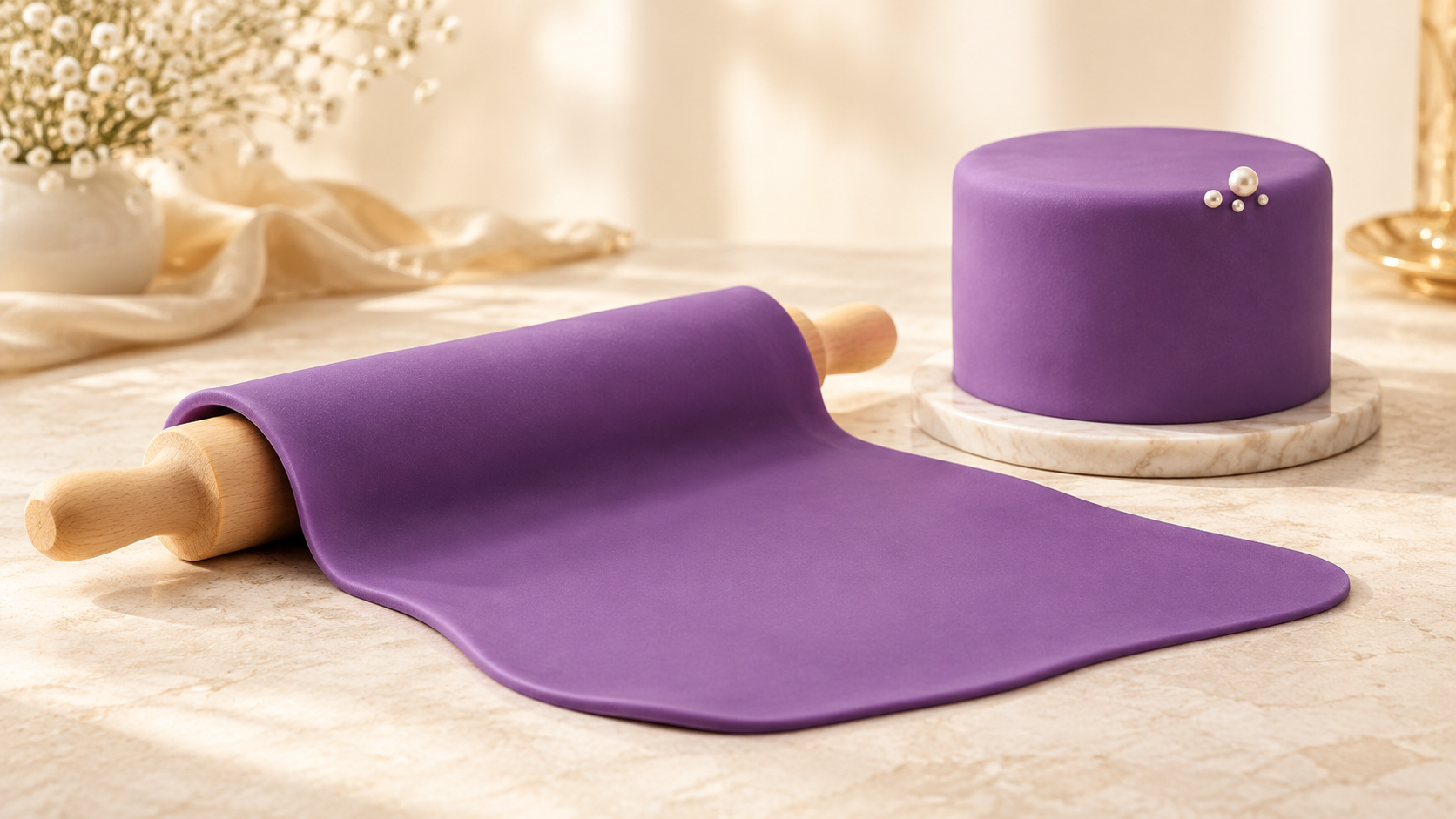 Purple Sugar Paste (Rolling Fondant) for commercial food production